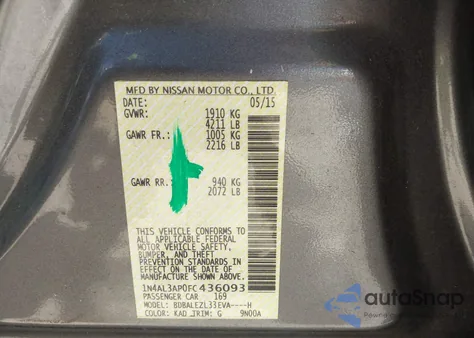 2015 Nissan Altima 2.5 S from USA, damaged, VIN 1N4AL3AP0FC436093